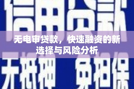 巍山无电审贷款，快速融资的新选择与风险分析