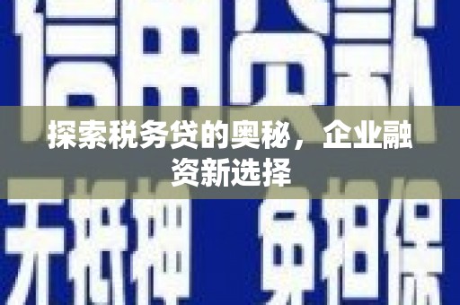 三湾探索税务贷的奥秘，企业融资新选择